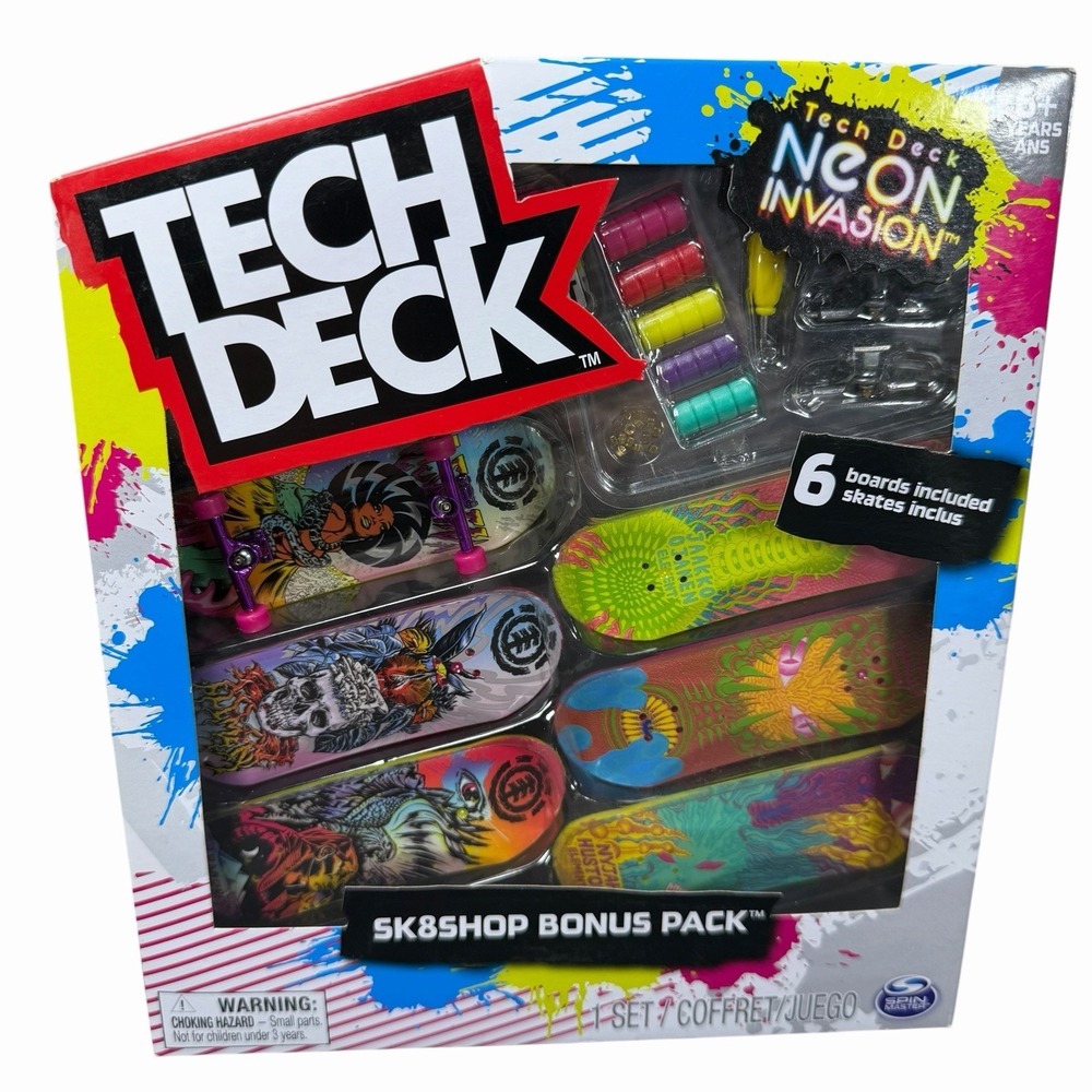 Tech Deck Sk8shop Bonus Pack Element Neon Invasion 6 Pack Brand New In Box